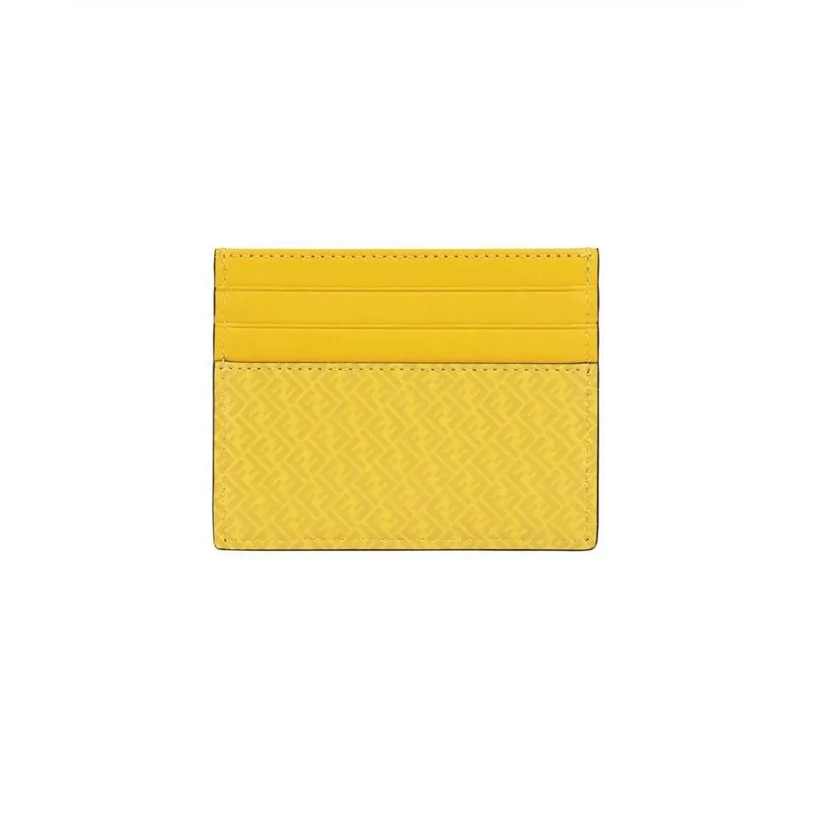 Fendi FF Logo Print Sunflower Yellow Leather Card Case Wallet
