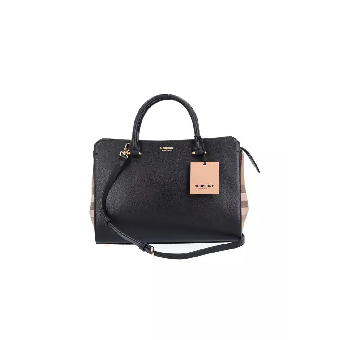 Burberry Women`s Banwell Small Top Handle Zippered Leather Tote Black