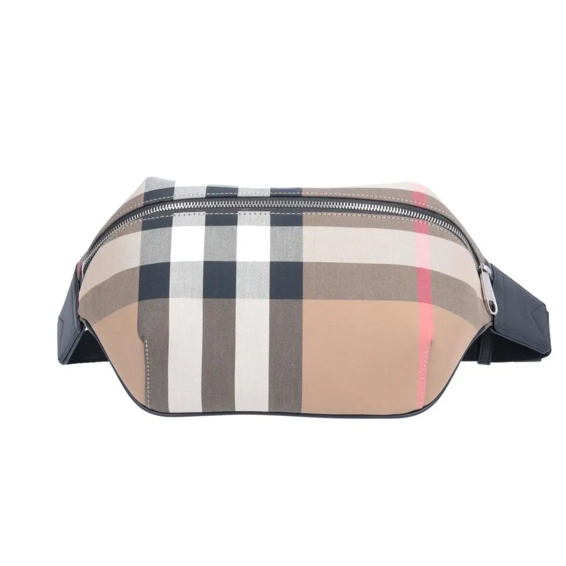 Burberry Men`s Sonny Nylon Leather Belt Bag Taupe Brown IP Check