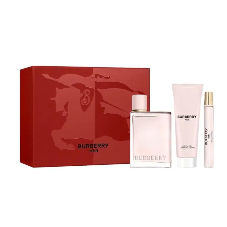 Burberry Her 3pc Gift Set with 3.3oz + 0.33oz Edp Spray +2.5oz B/l