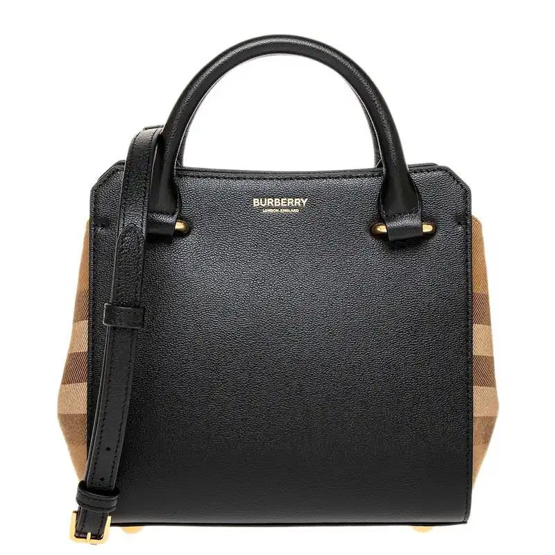 Burberry Women`s Banwell Mini Top Handle Leather/canvas Tote Black