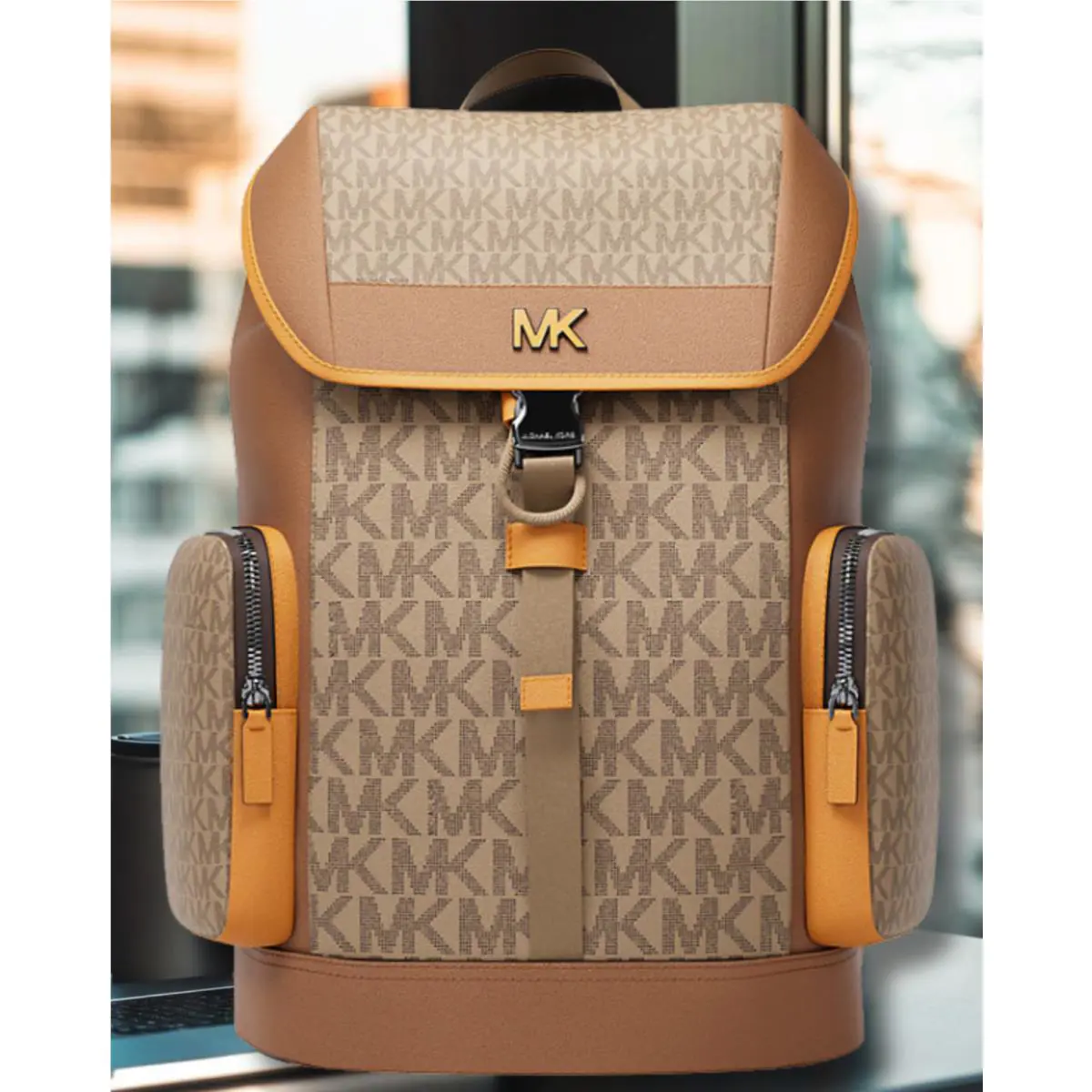 Michael Kors Cooper Men Medium Signature Logo Travel City Backpack Variation