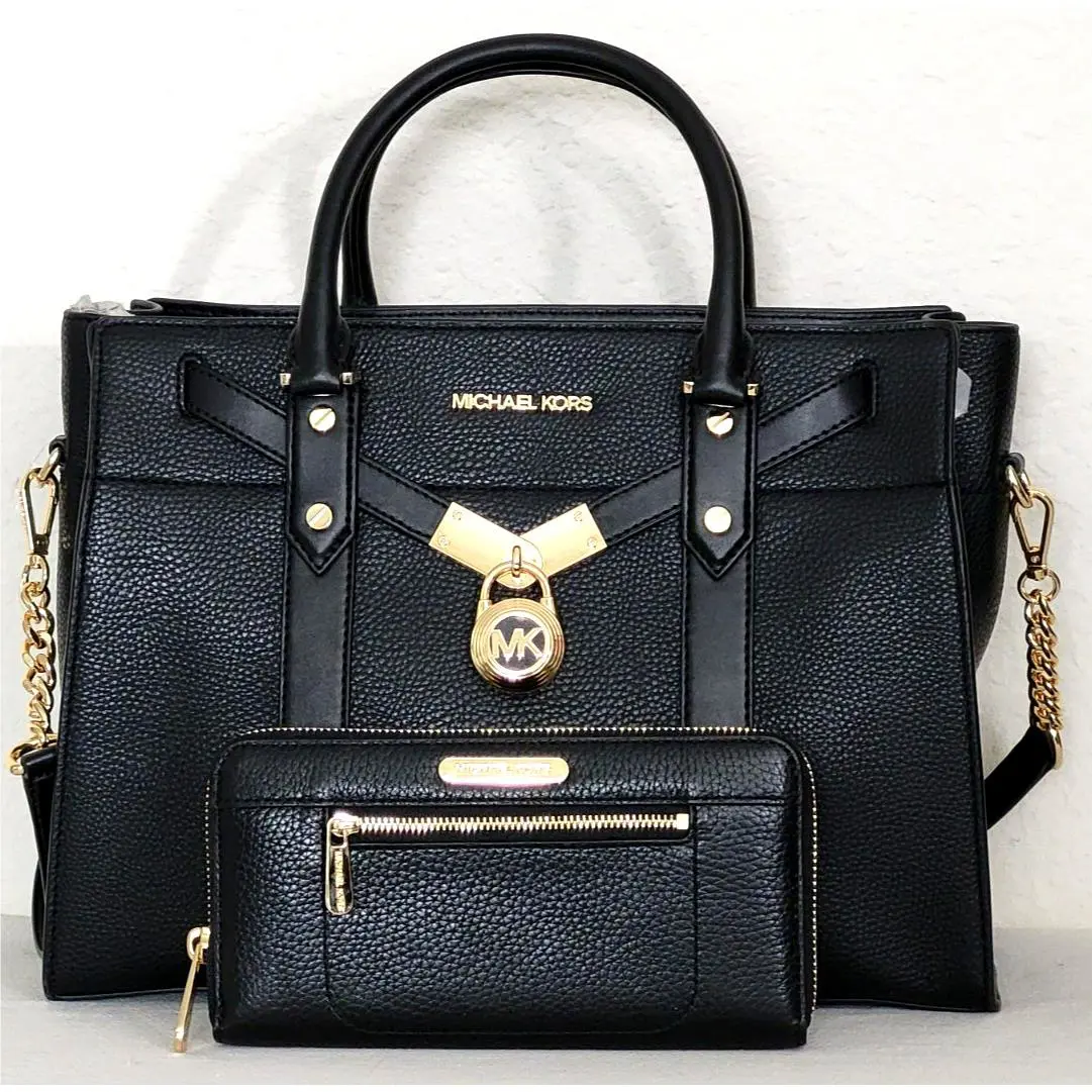 Michael Kors Hamilton Nouveau Black Large Satchel Bag /or Leather Wallet