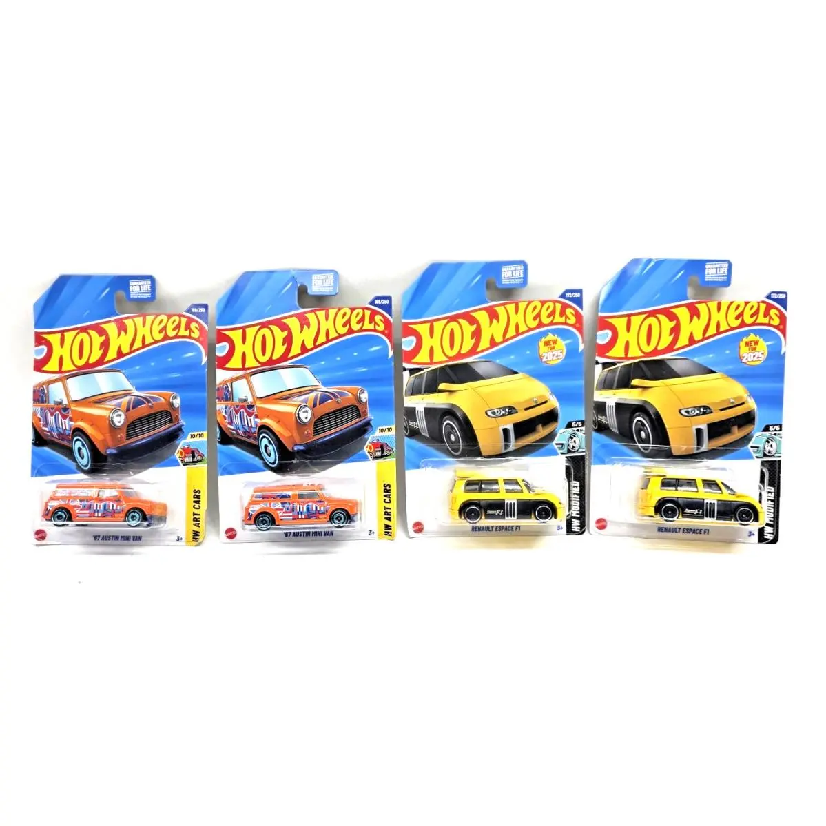 2 Each HYW32 2025 Renault + W6636 2014 67 Austin Minivan Hot Wheels D