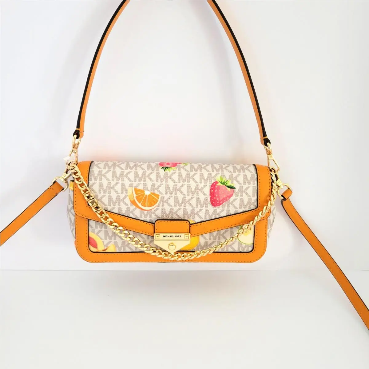 Michael Kors Soho Small Convertible Pouchette Crossbody Handbag Rad Orange Fruit