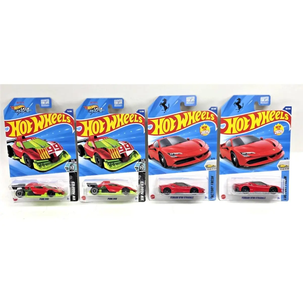 2 Each HYR48 2023 Punk Rod + HYW34 2025 Ferrari SF90 Hot Wheels Die Cast C