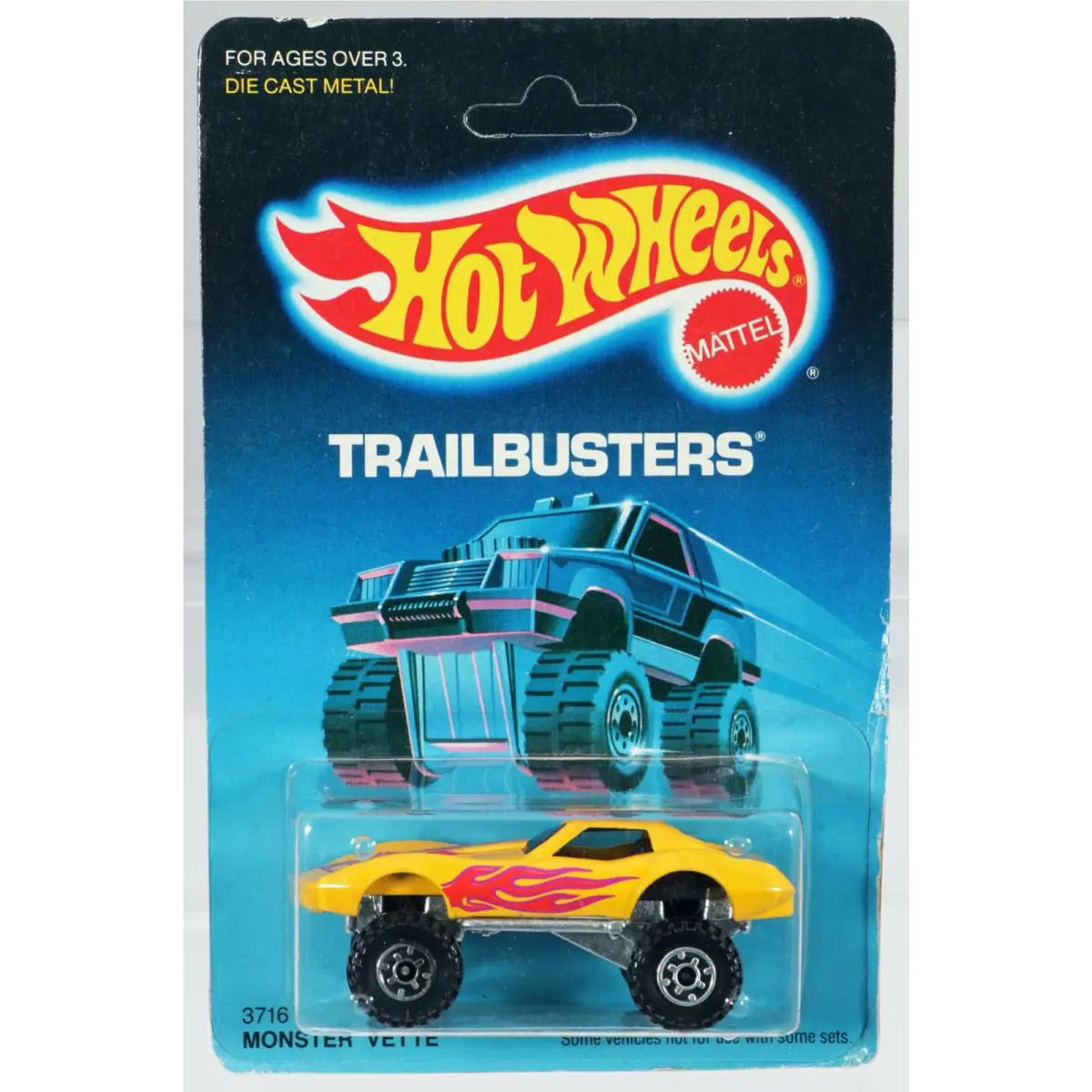 Hot Wheels Monster Vette Trailbusters Series - 3716 Nrfp 1986 Yellow Cts 1:64