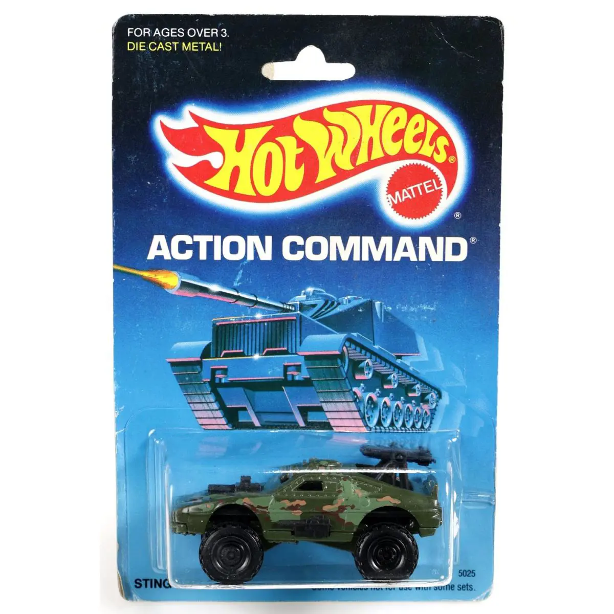 Vintage Hot Wheels Sting Rod Action Command Series - 5025 Nrfp 1988 Olive 1:64