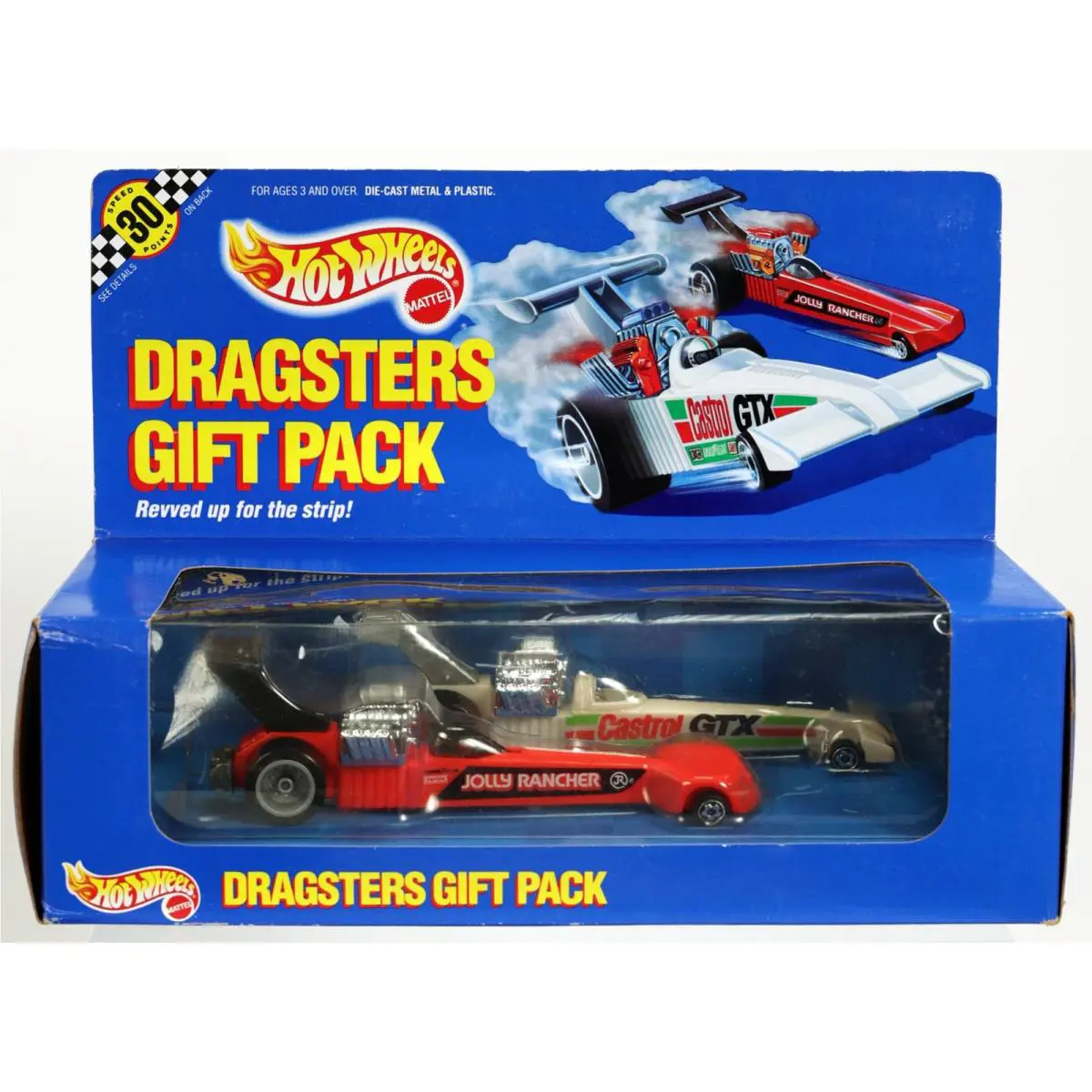 Hot Wheels Dragsters Castrol Gtx Jolly Rancher Gift Pack - 7449 Nrfp 1990 1:64