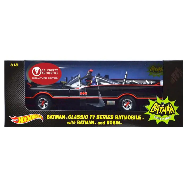 Signed By Adam West Burt Ward Batman Robin Hot Wheels 1:18 Die-cast Batmobile