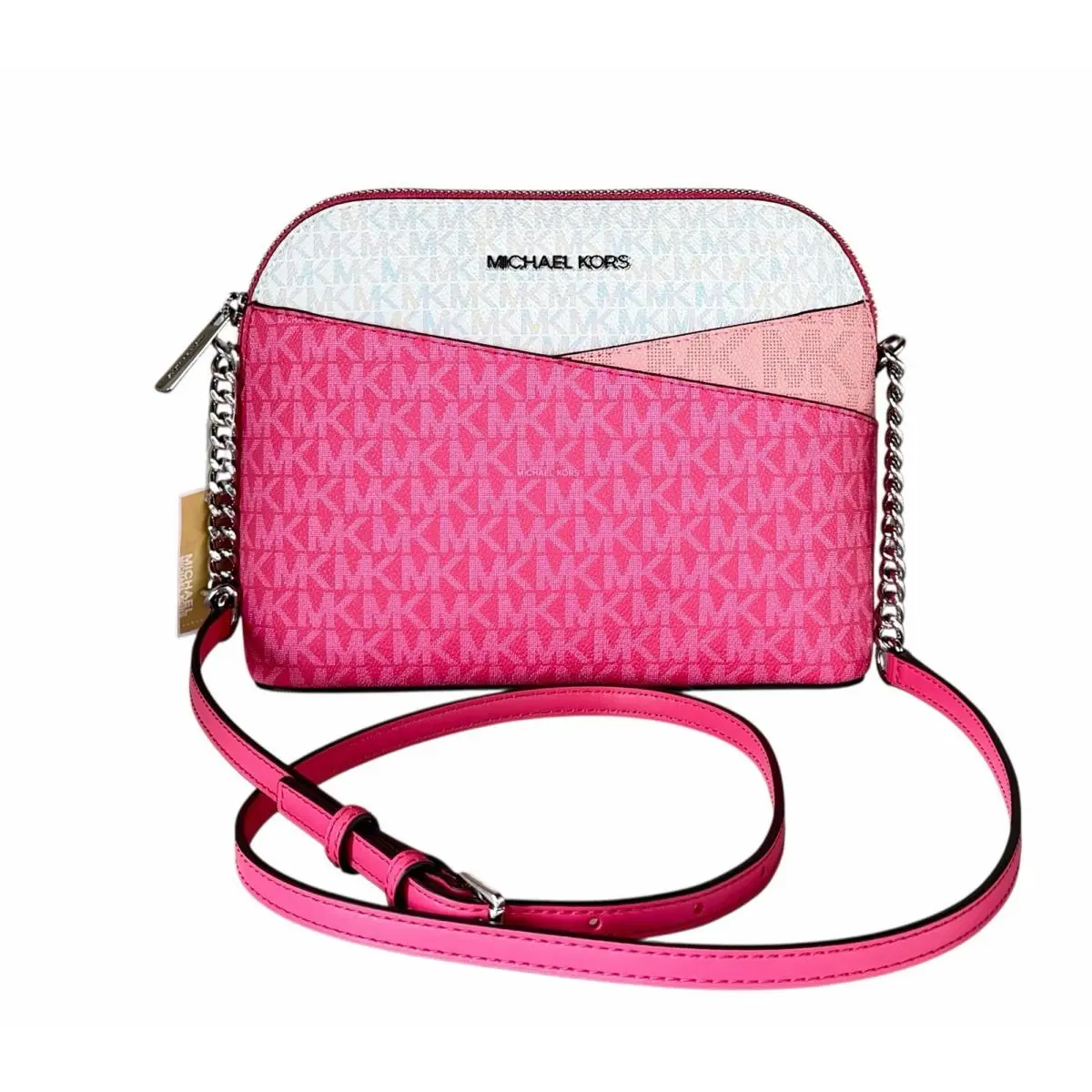 Michael Kors Jet Set Travel Dome Crossbody Bag MK Color-block Hibiscus Multi