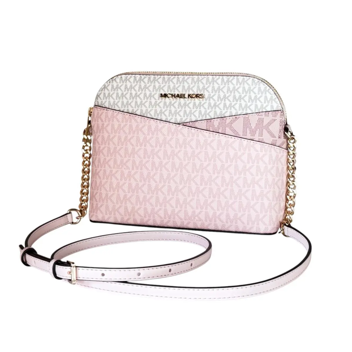 Michael Kors Jet Set Travel Dome Crossbody Bag Colorblock MK Pink Multi