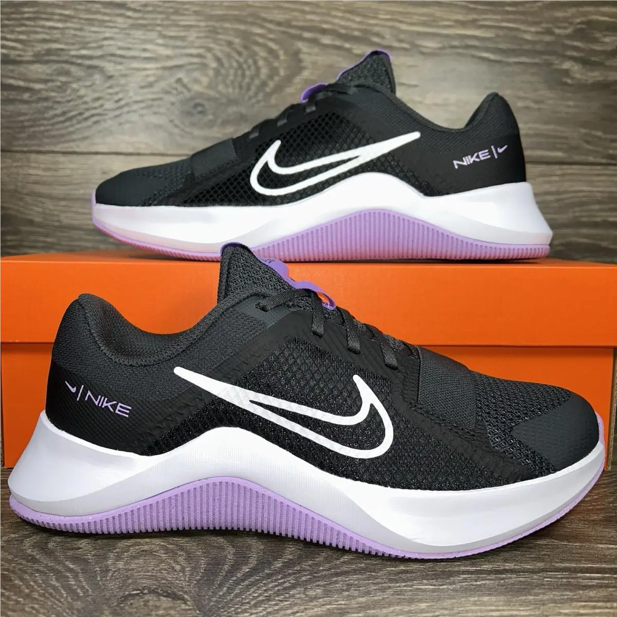 Nike Women`s MC Trainer 2 Black Purple Workout Lifting Gym Shoes Sneakers