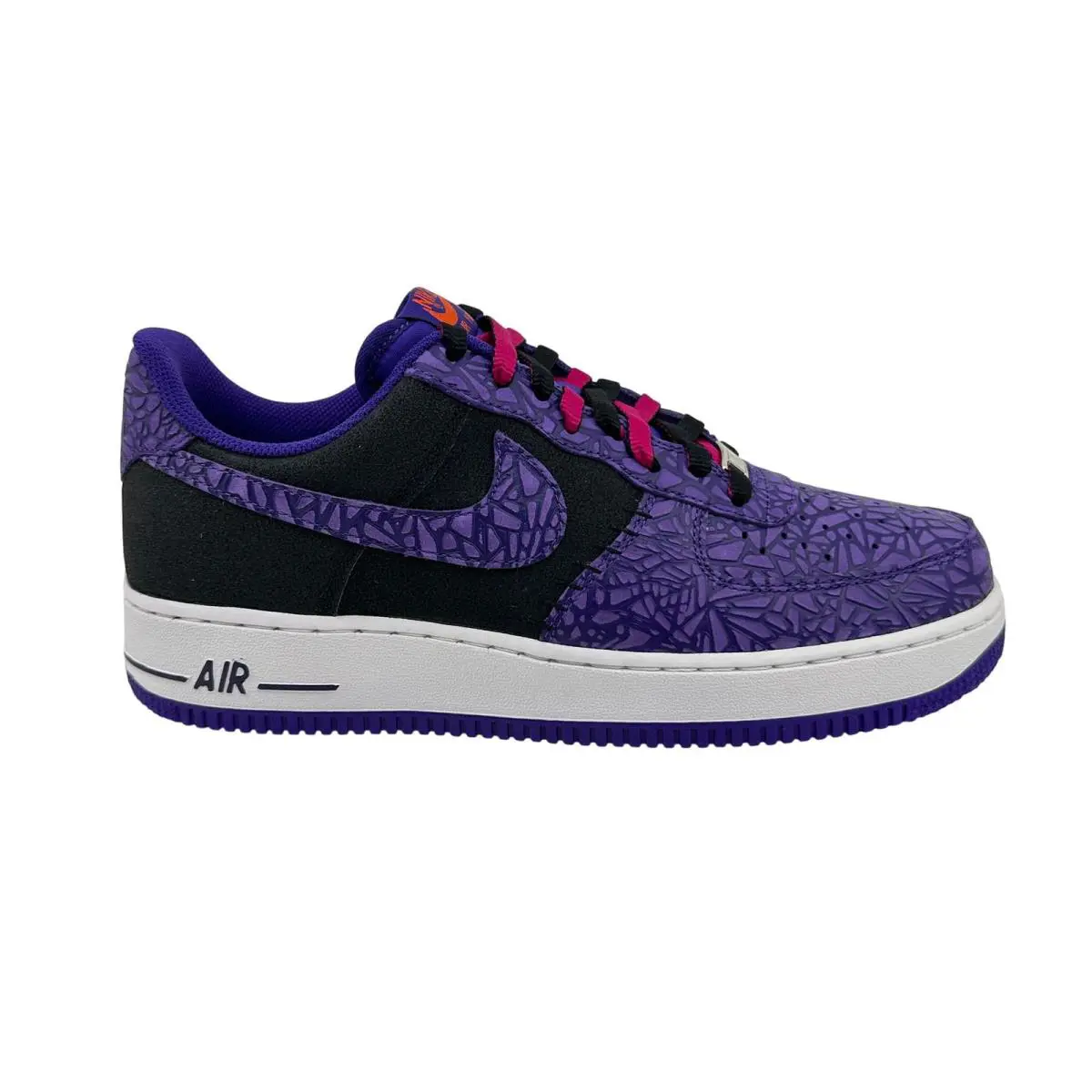 Nike Air Force 1 Black Court Purple Mens Athletic Crackled Gozilla Sneaker - Black, Manufacturer: Black Court Purple