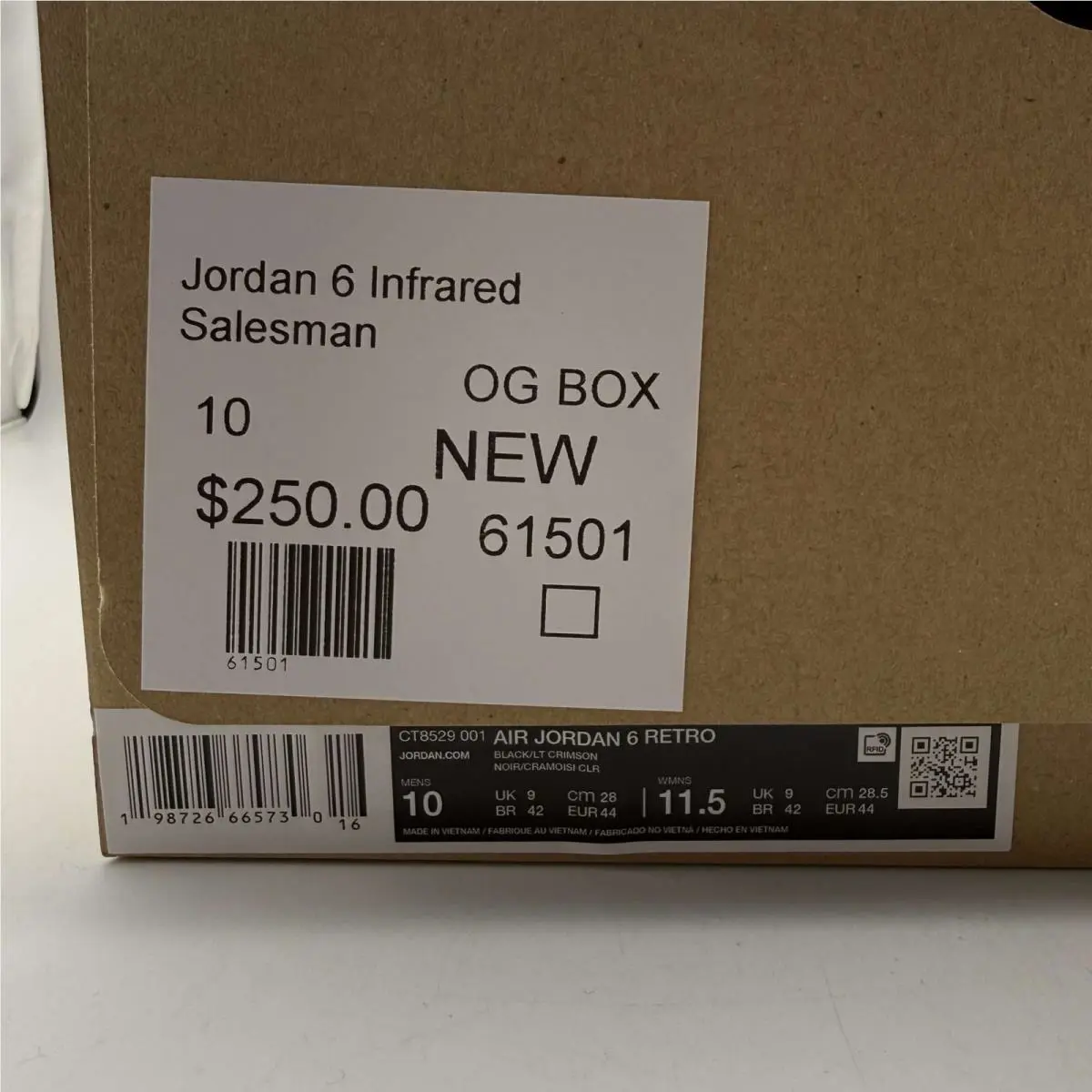 Nike shoes - Air Jordan 6 - Air - CT8529-001 - Black, Manufacturer: Black/Light Crimson 6
