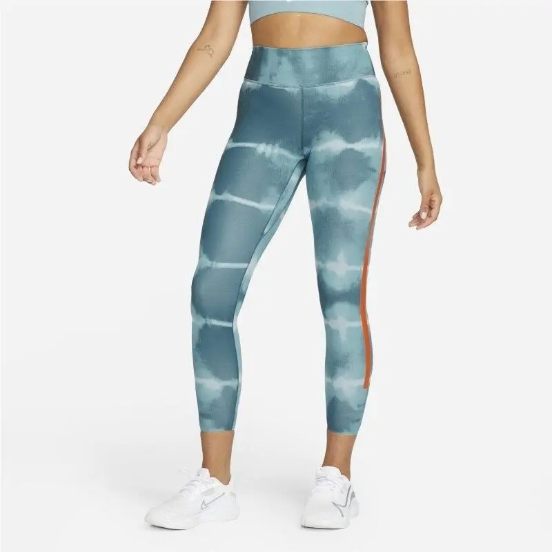 Nike Womens Dri-fit One Luxe Printed Leggings DM7619-058 Blue Orange Size XS Xsm