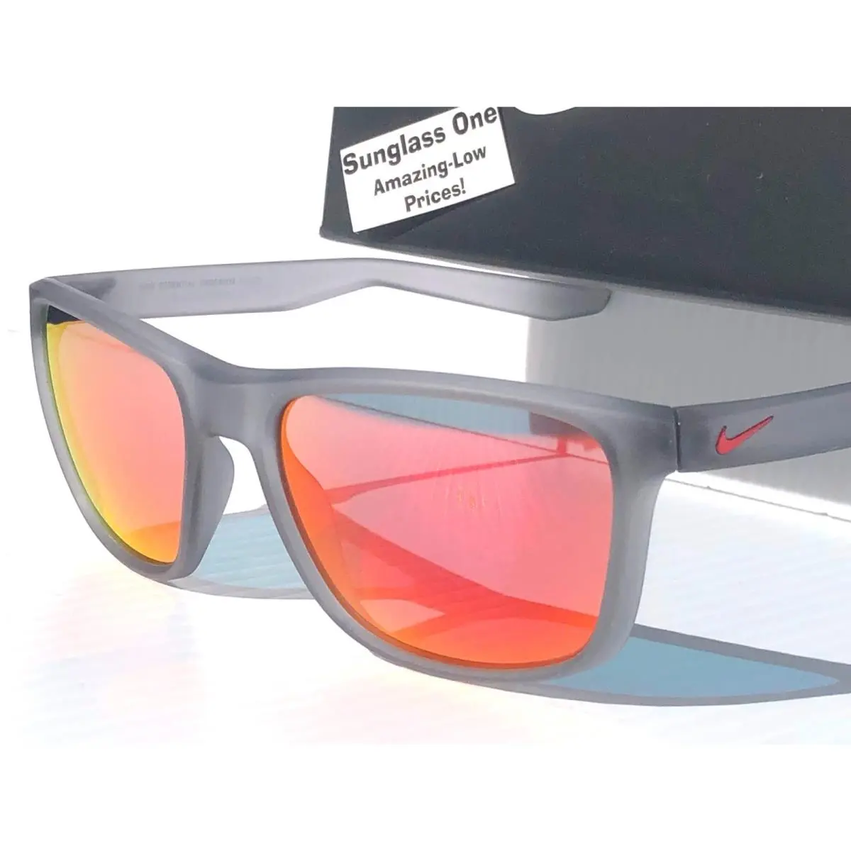 Nike Essential Endeavor Matte Wolf Grey Frame Red Mirror Sunglass EV1122 016