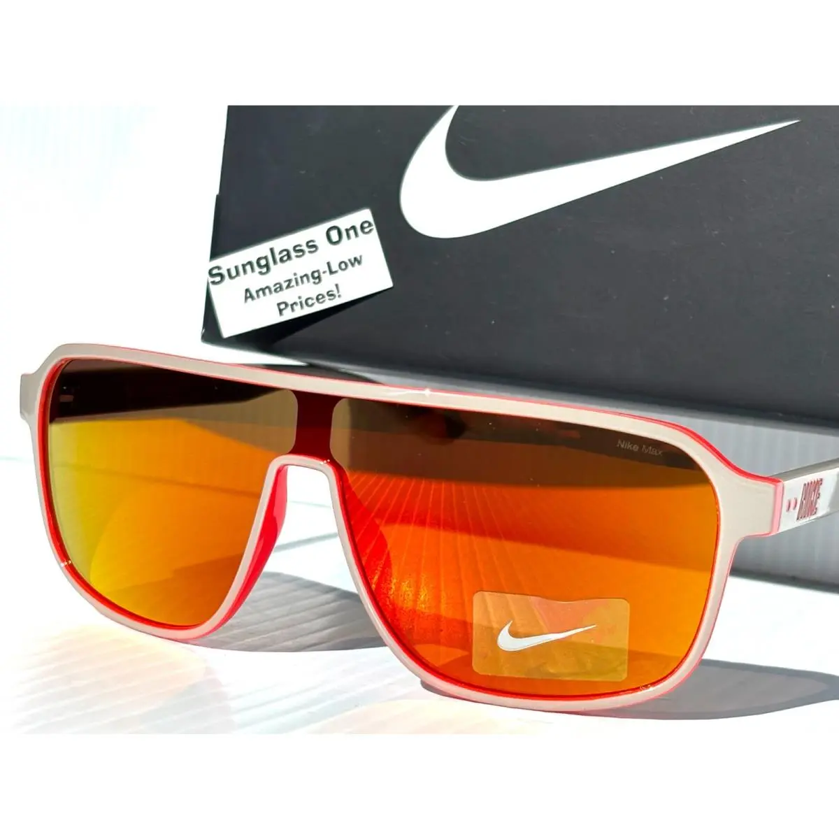 Nike Vintage Flyer College Grey Frame Orange Flash Lens Sunglass IB3680X 009