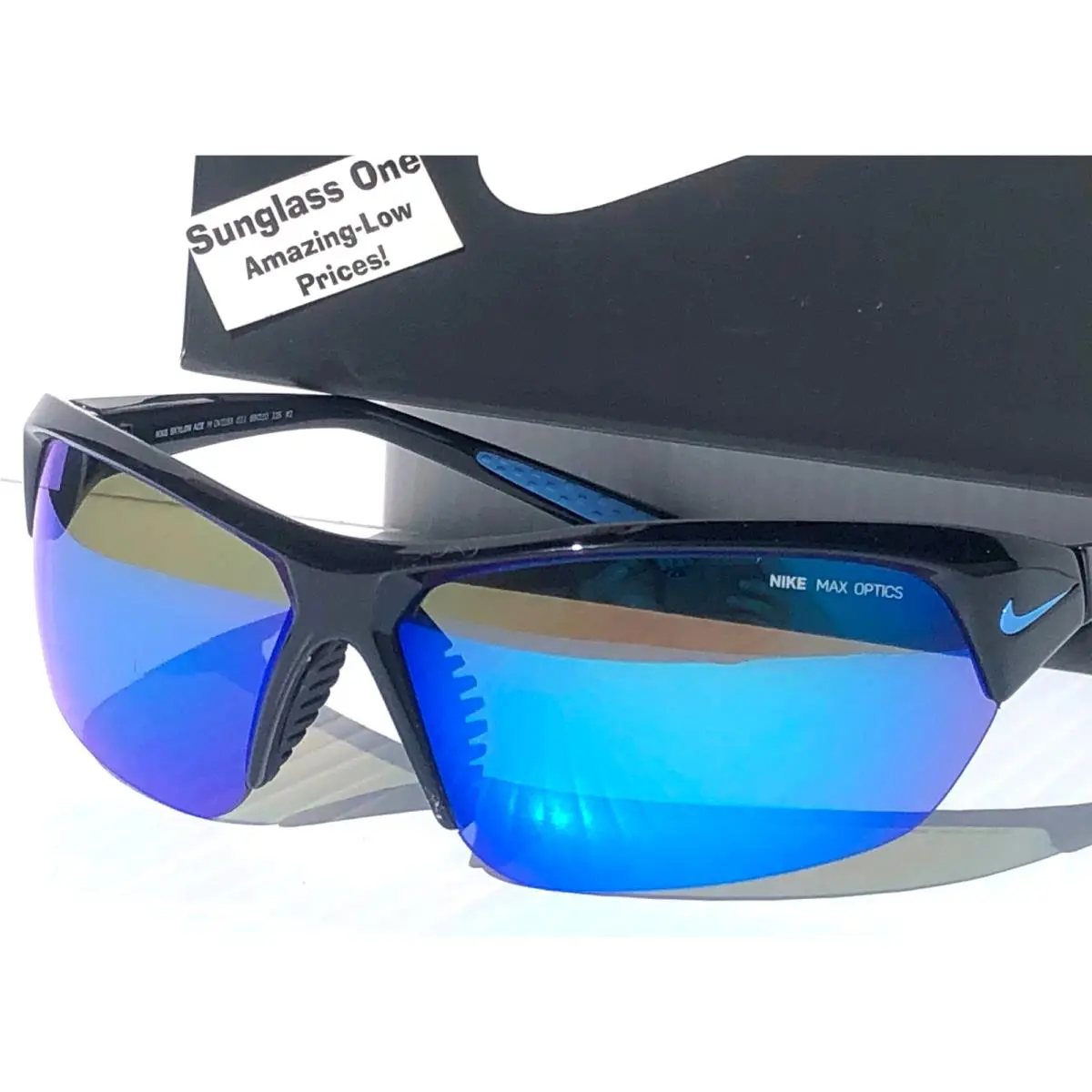 Nike Skylon Ace Black Max Optics Blue Mirror Lens Sunglass DV2163 011