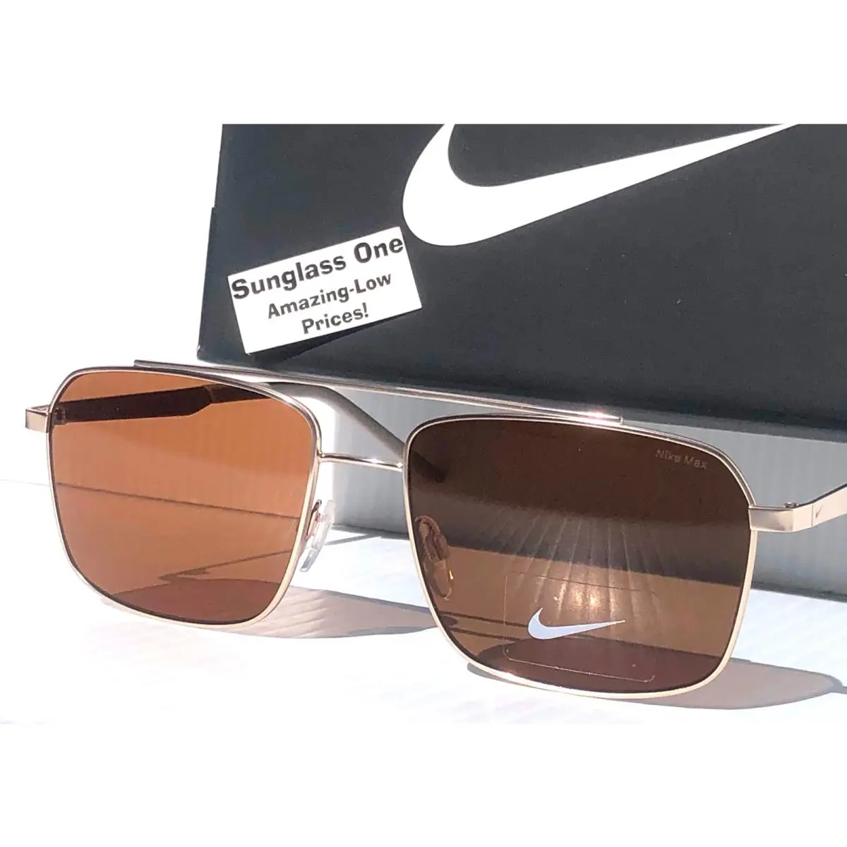 Nike Traveler Strike Satin Gold Frame Brown Lens Sunglass IB3676X 789