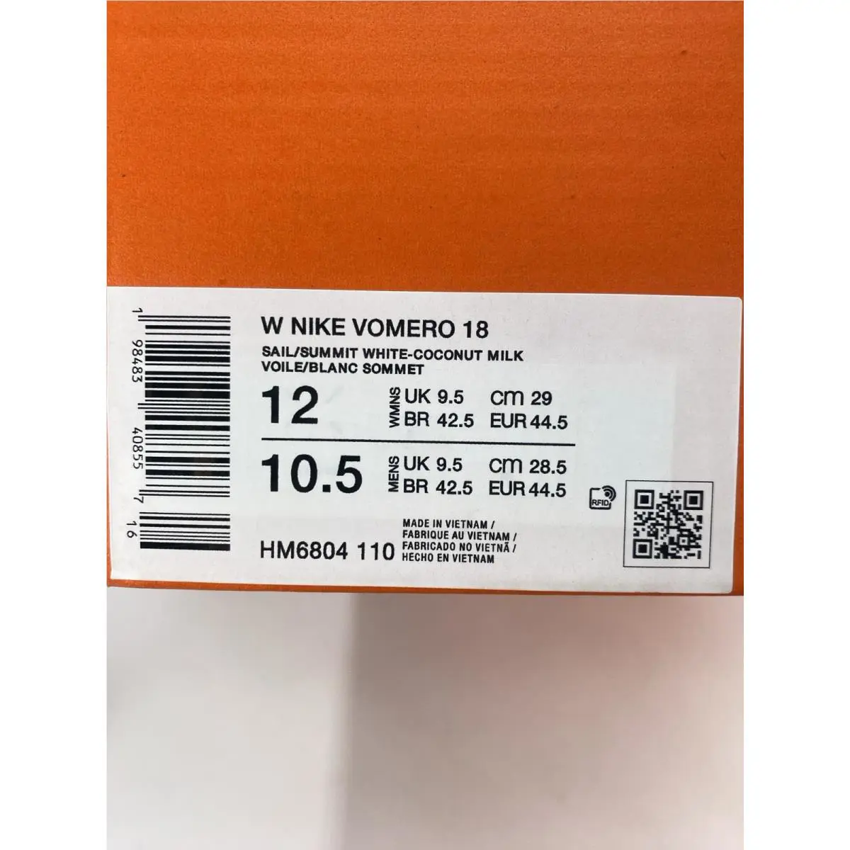 Nike shoes - Nike Vomero 18 - Vomero - HM6804 110 - Sail/Summit White-Coconut Milk (UPC: 198483408557) 8