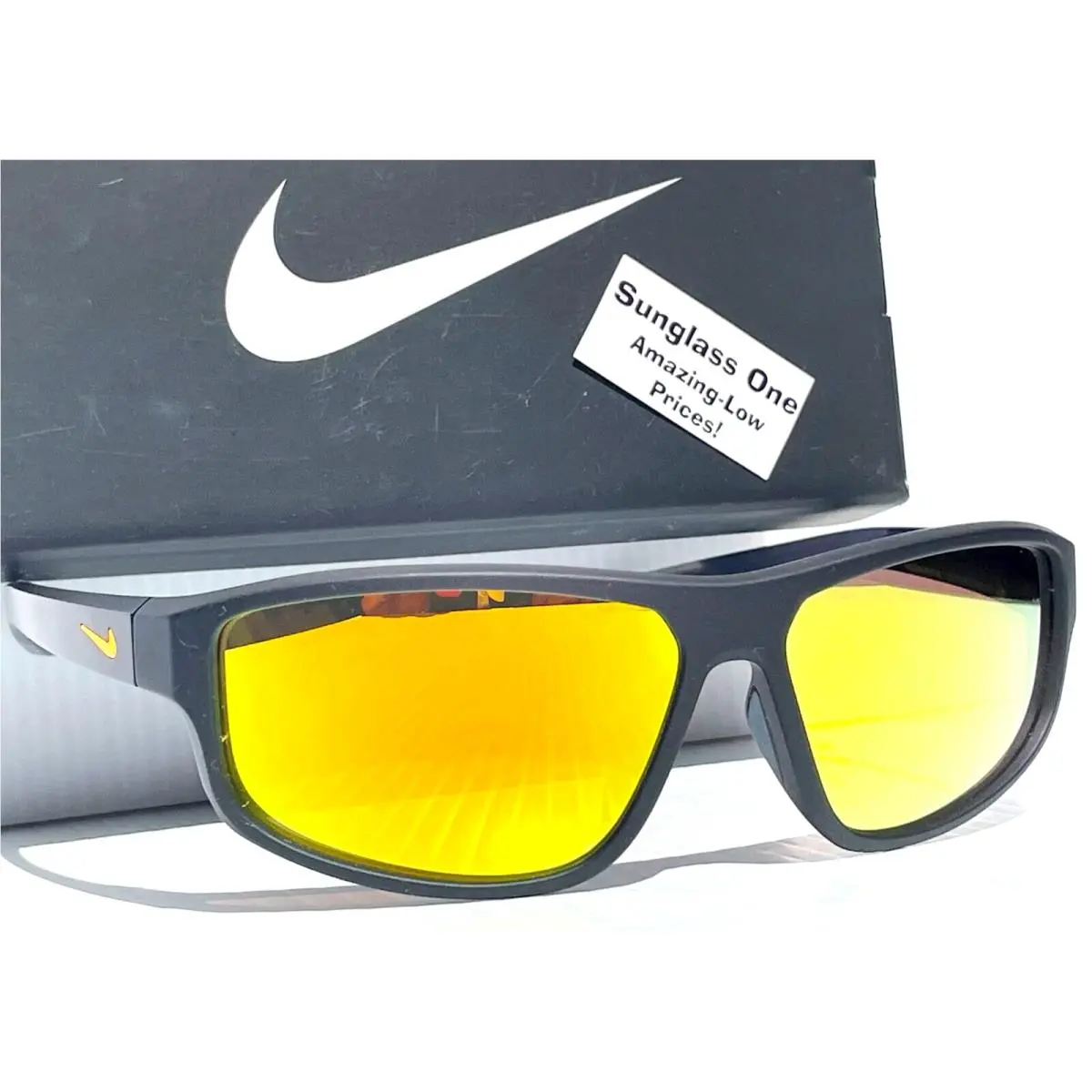 Nike Brazen Fuel Black Obsidian Frame Orange Mirror Lens Sunglass DJ0803 452
