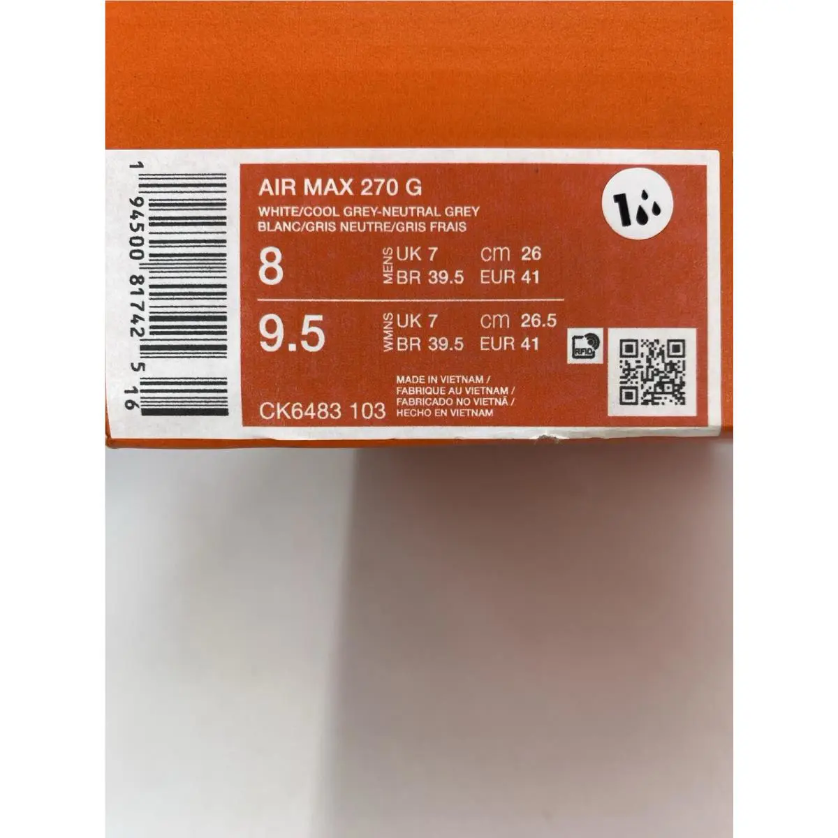 Nike shoes - Nike Air Max 270 - Air Max - CK6483 103 - White/Cool Grey-Neutral Grey (UPC: 194500817425) 8