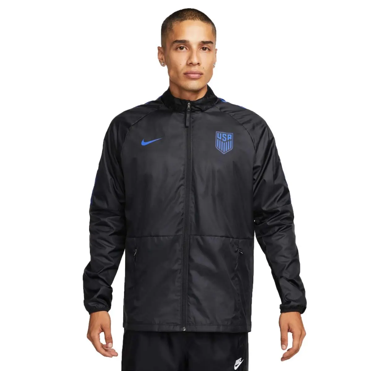 Nike U.s. Repel Academy Awf Black/bright Blue DN1095-010 Men Soccer Jacket Sz L