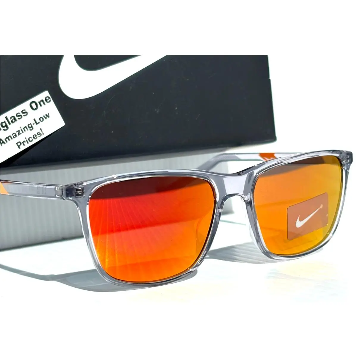 Nike State Wolf Grey Clear UV Protective Orange Mirror Lens Sunglass DV2291 012