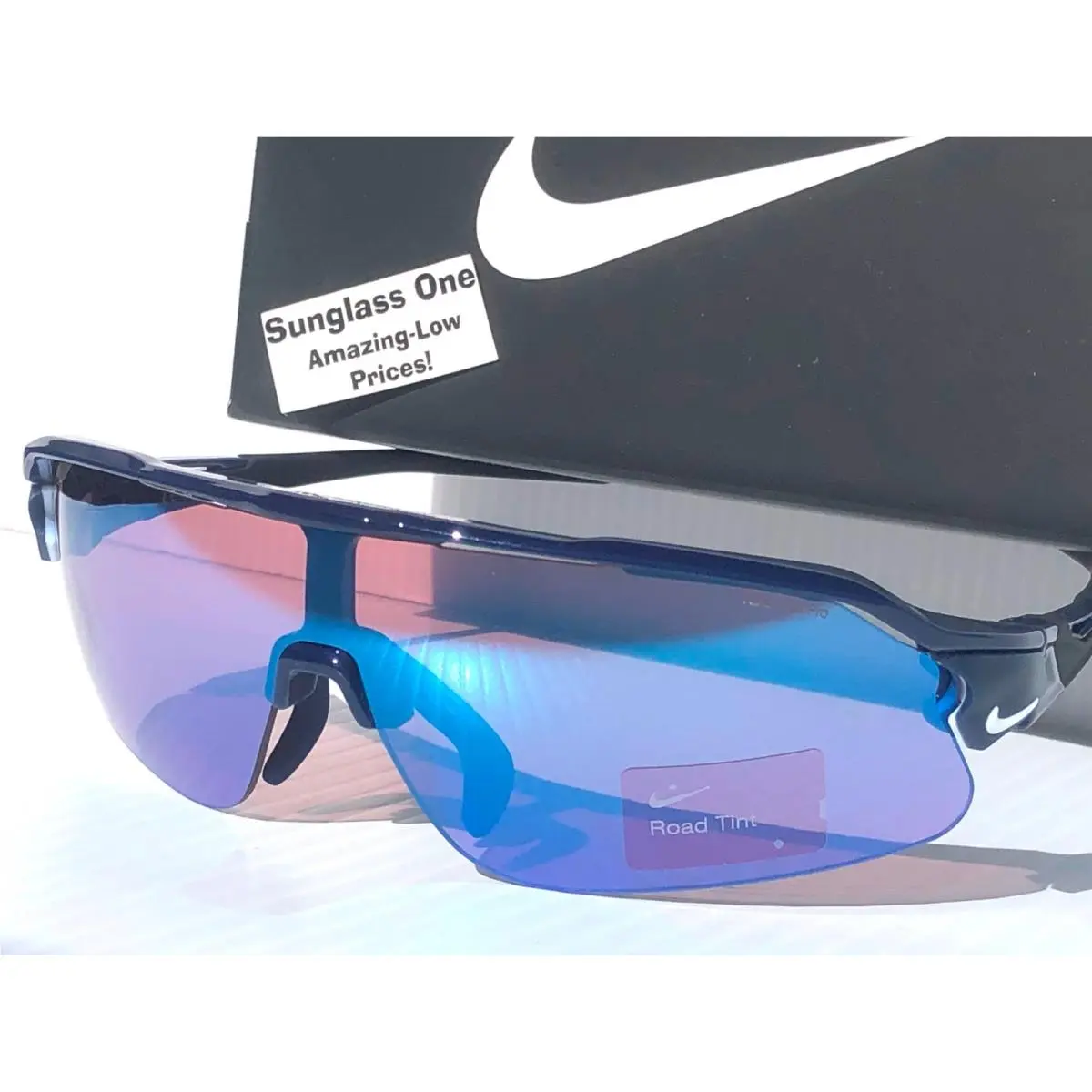 Flyfree Shield Team Midnight Navy Blue Mirror Road Sunglass IF1007X 410 by Nike