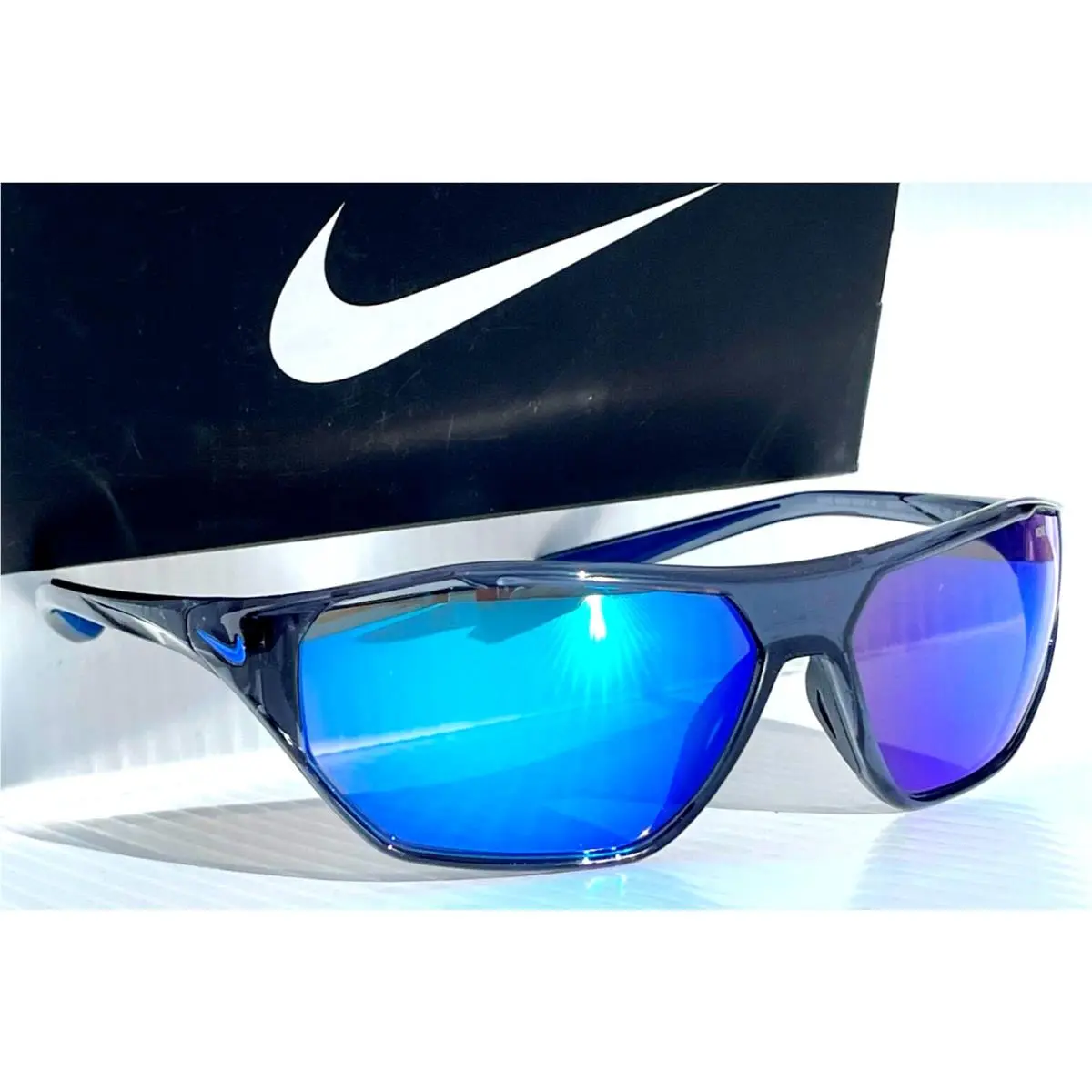 Aero Drift Shiny Crystal Blue Frame Blue Mirror Sunglass DQ0997 021 by Nike