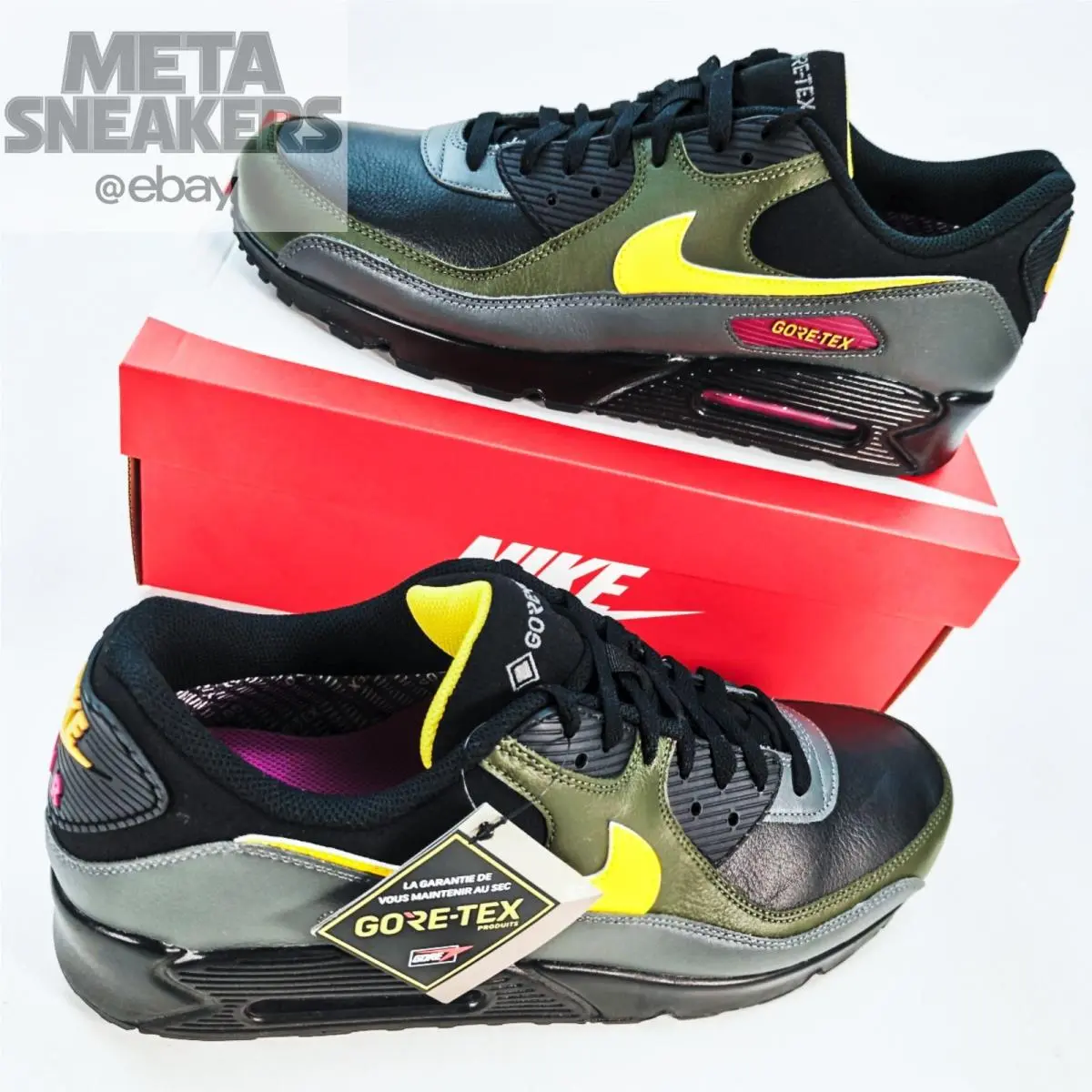 Nike shoes - Nike Air Max 90 - Air Max - DJ9779-001 - Black/Cargo Khaki/Iron Grey/Tour Yellow 8