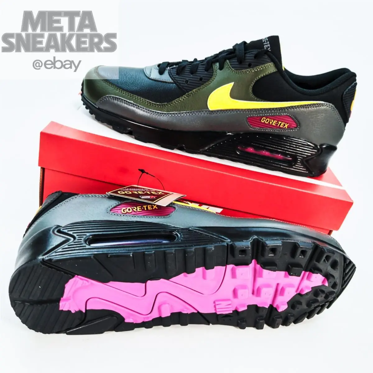 Nike shoes - Nike Air Max 90 - Air Max - DJ9779-001 - Black/Cargo Khaki/Iron Grey/Tour Yellow 9
