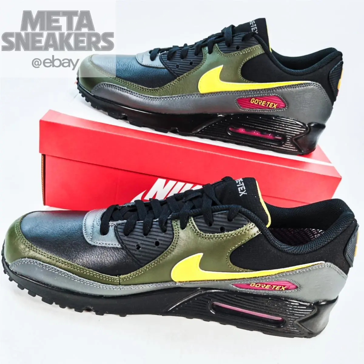 Nike shoes - Nike Air Max 90 - Air Max - DJ9779-001 - Black/Cargo Khaki/Iron Grey/Tour Yellow 10