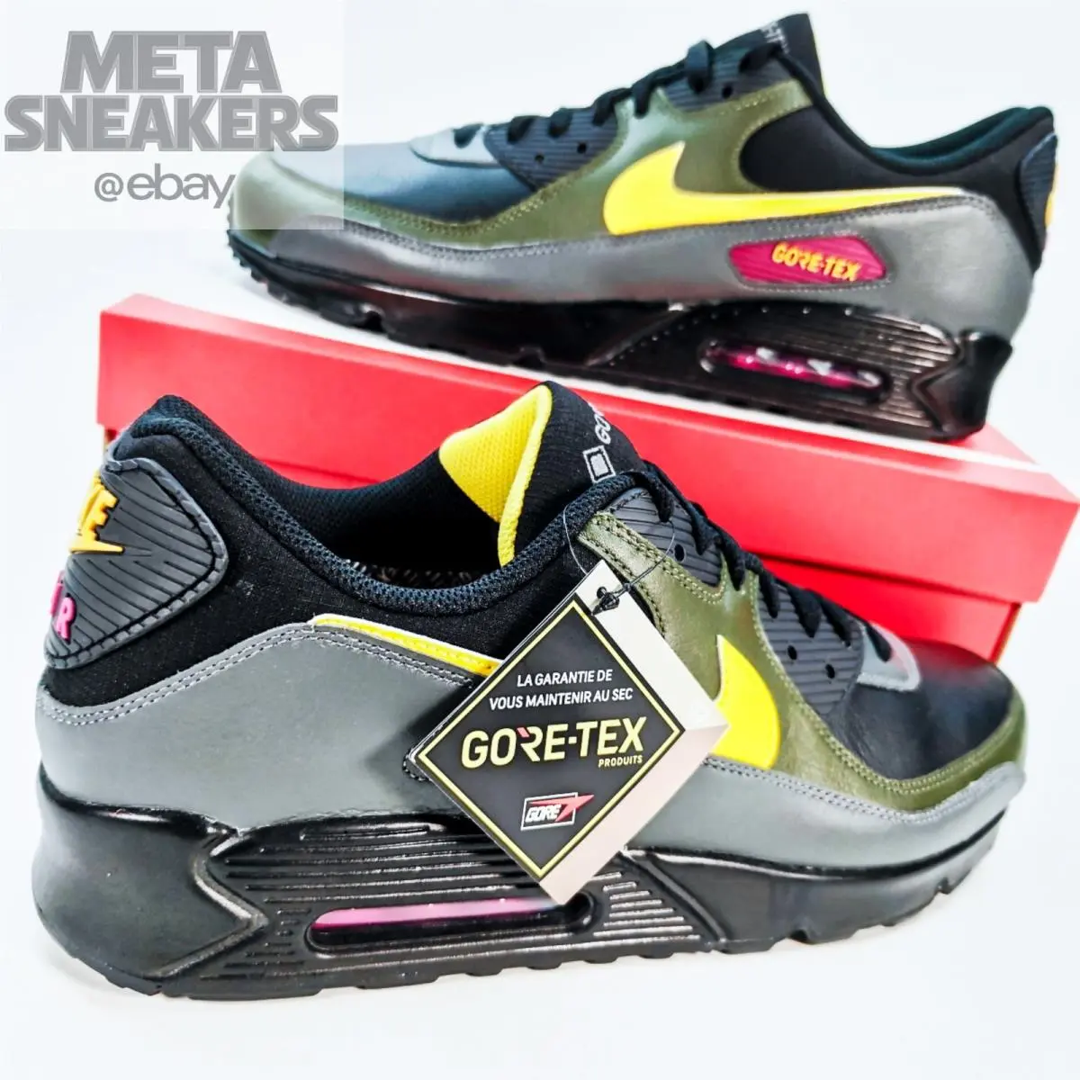 Nike shoes - Nike Air Max 90 - Air Max - DJ9779-001 - Black/Cargo Khaki/Iron Grey/Tour Yellow 12