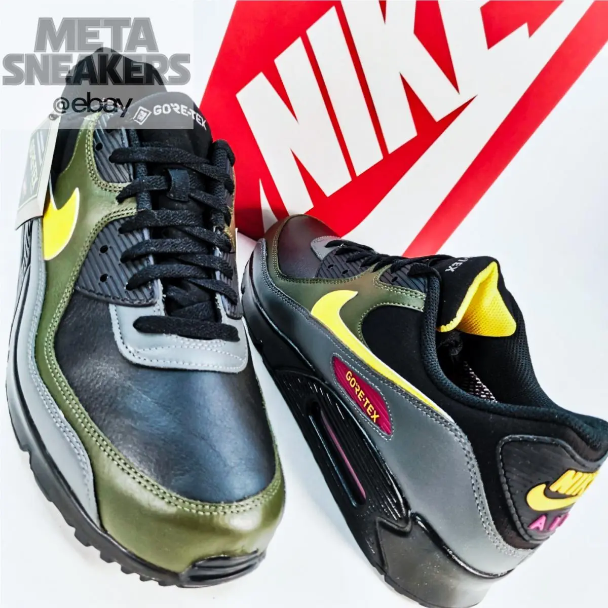 Nike shoes - Nike Air Max 90 - Air Max - DJ9779-001 - Black/Cargo Khaki/Iron Grey/Tour Yellow 3