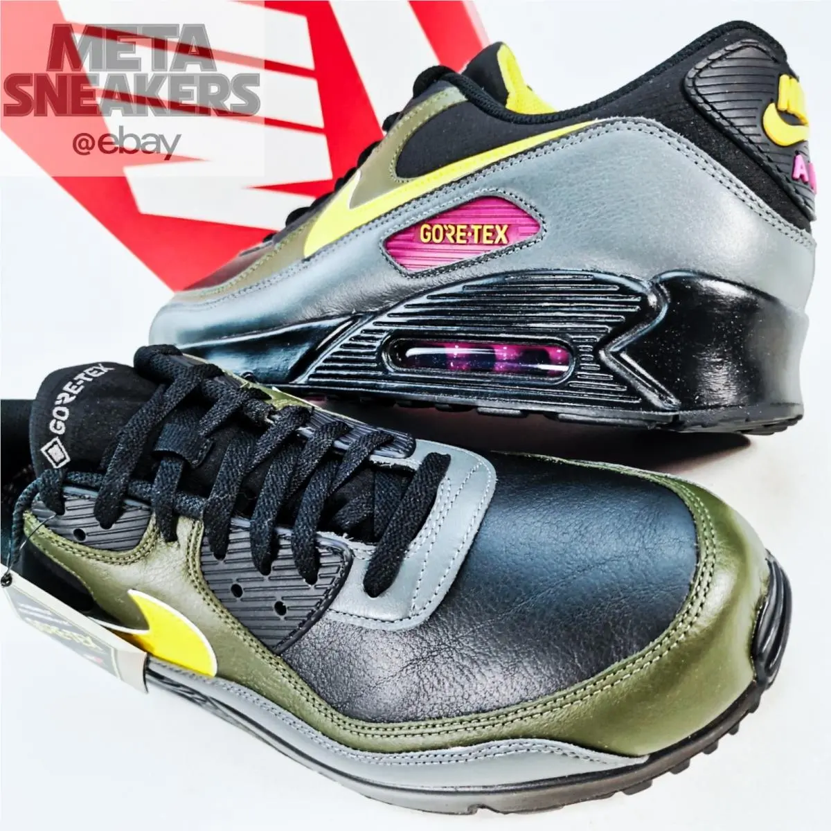 Nike shoes - Nike Air Max 90 - Air Max - DJ9779-001 - Black/Cargo Khaki/Iron Grey/Tour Yellow 5
