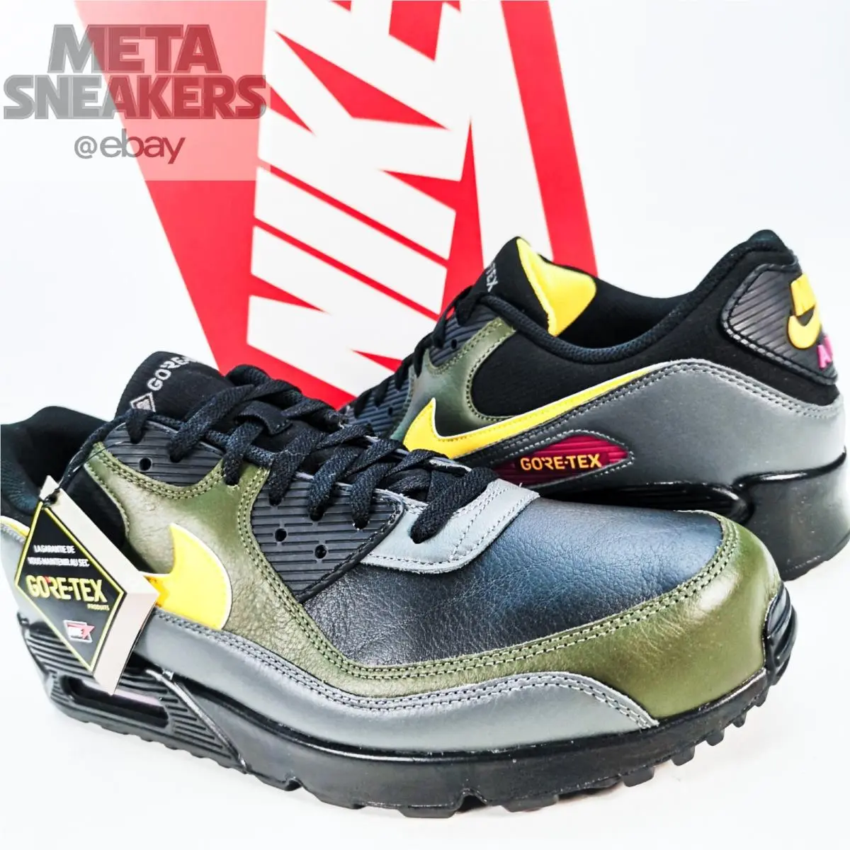 Nike shoes - Nike Air Max 90 - Air Max - DJ9779-001 - Black/Cargo Khaki/Iron Grey/Tour Yellow 6