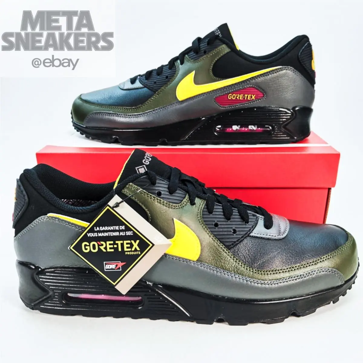 Nike shoes - Nike Air Max 90 - Air Max - DJ9779-001 - Black/Cargo Khaki/Iron Grey/Tour Yellow 7