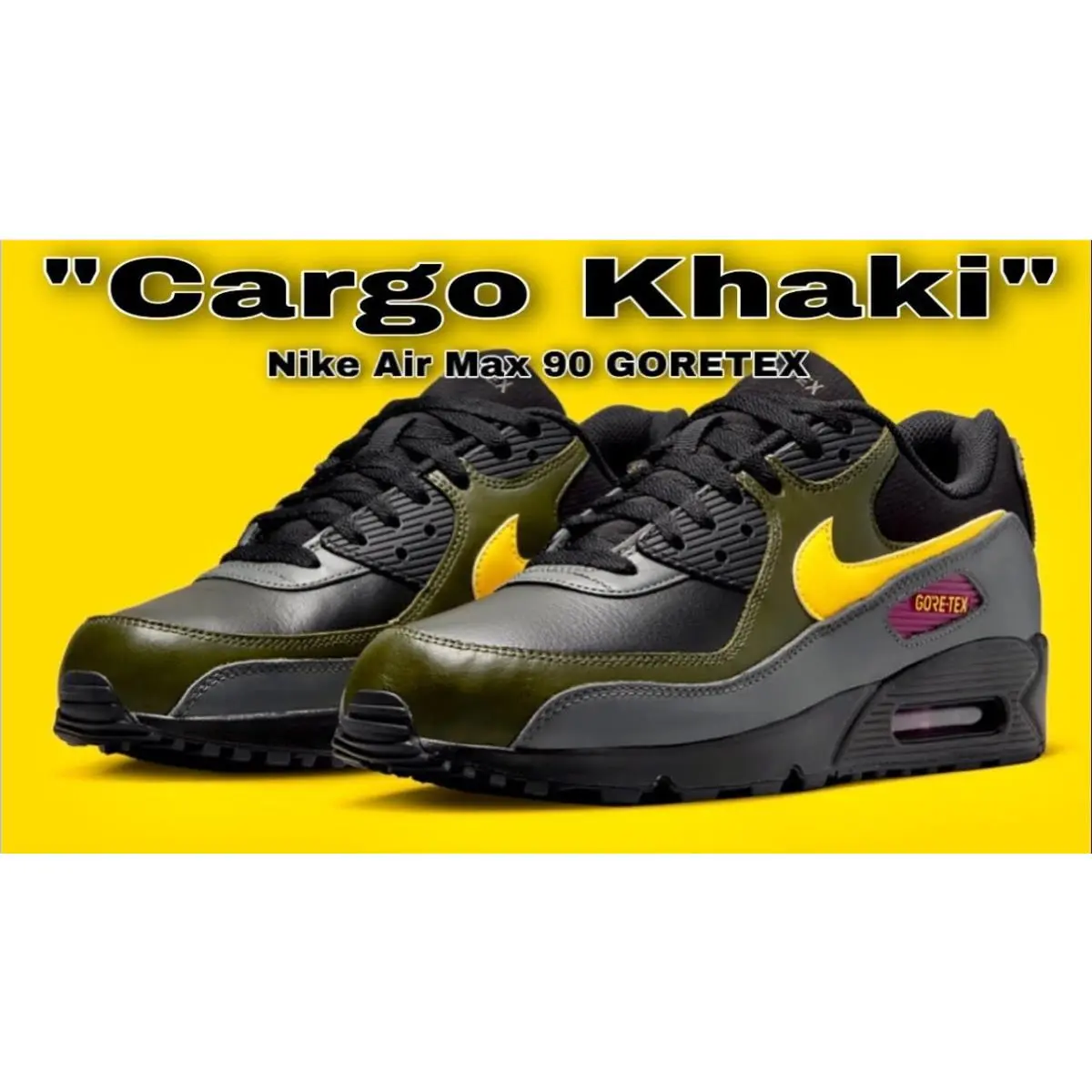 Nike shoes - Nike Air Max 90 - Air Max - DJ9779-001 - Black/Cargo Khaki/Iron Grey/Tour Yellow 21