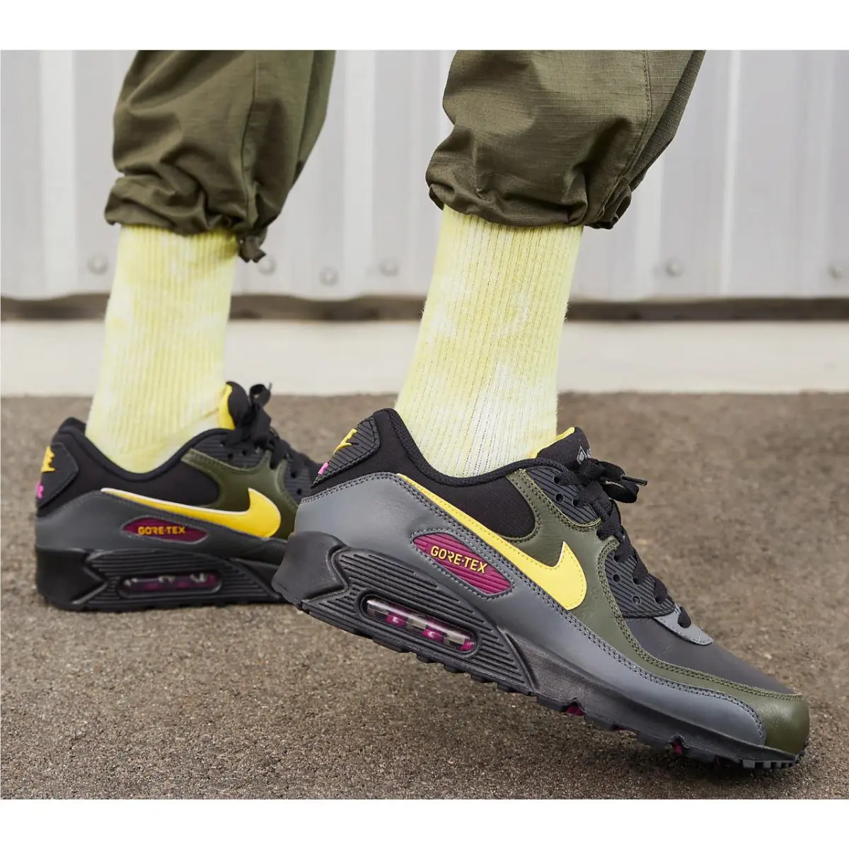 Nike shoes - Nike Air Max 90 - Air Max - DJ9779-001 - Black/Cargo Khaki/Iron Grey/Tour Yellow 2