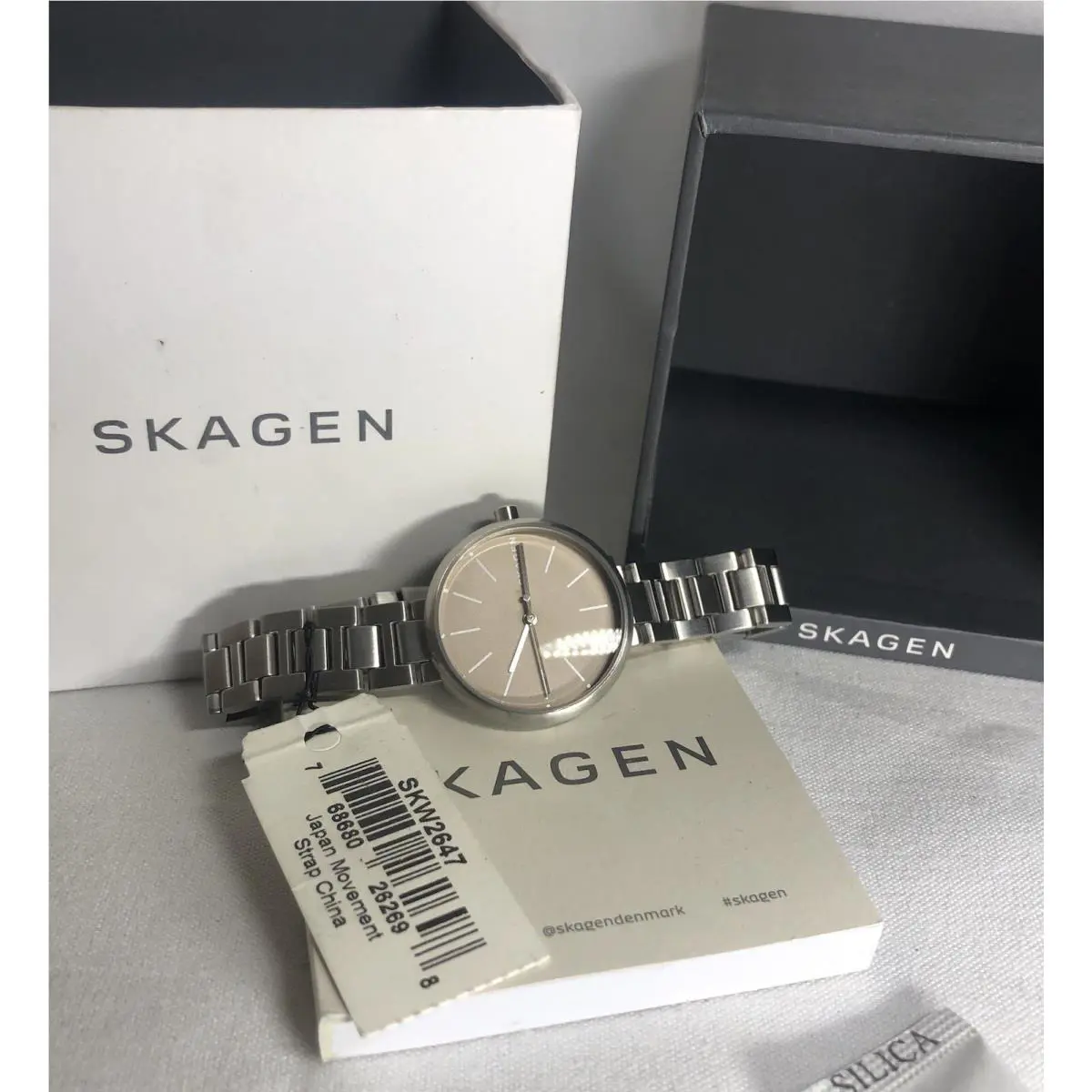 Skagen Beige Signature Collection Ladies SS Bracelet Watch SKW2647