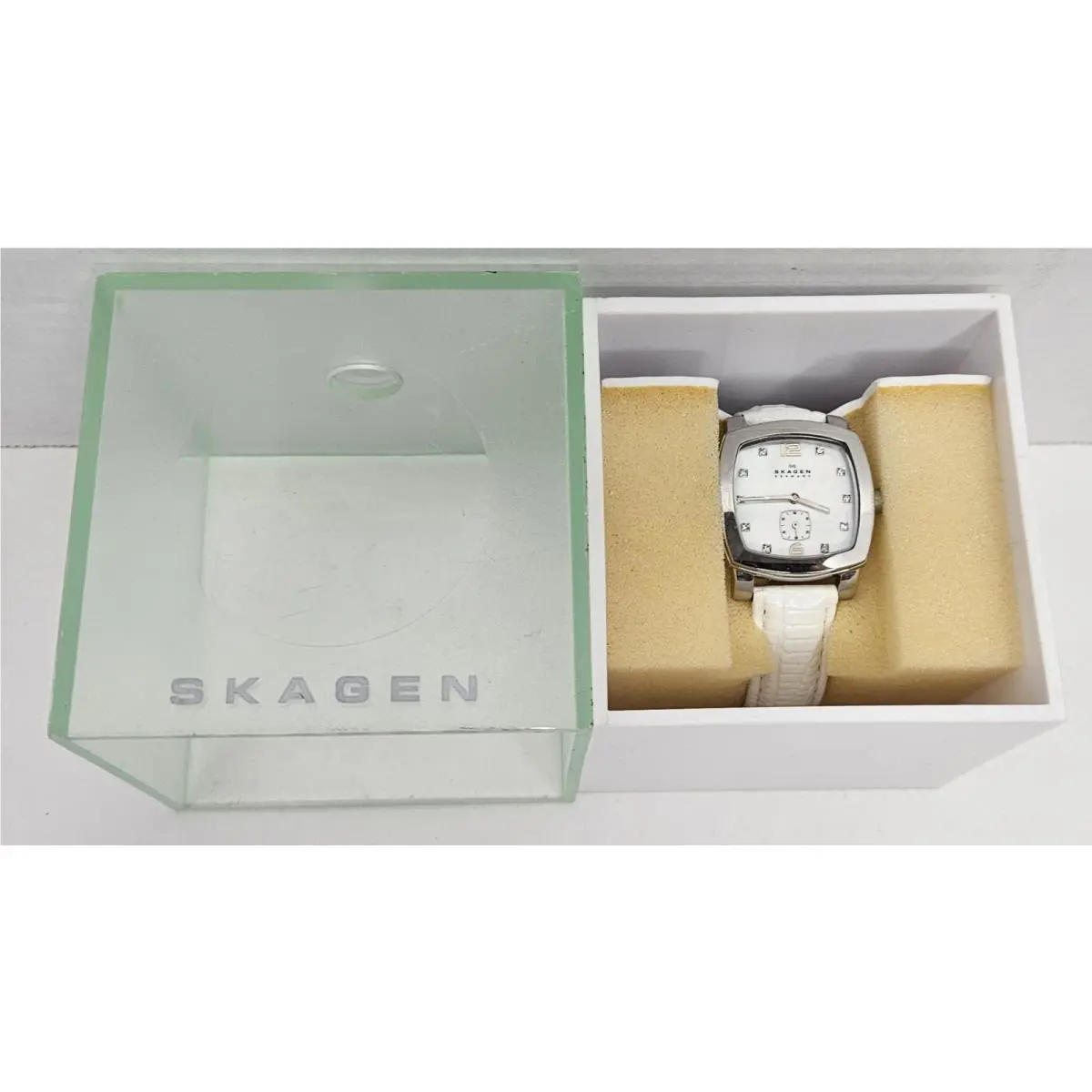 Gorgeous Women`s Skagen Watch 556SSLP Abalone White Silver 30mm