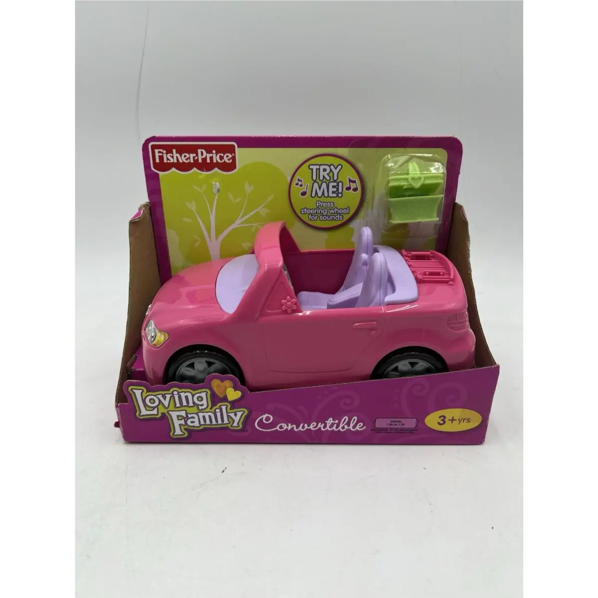 IN Pkg Fisher-price Loving Family Pink Convertible Car Steering Wheel Sounds