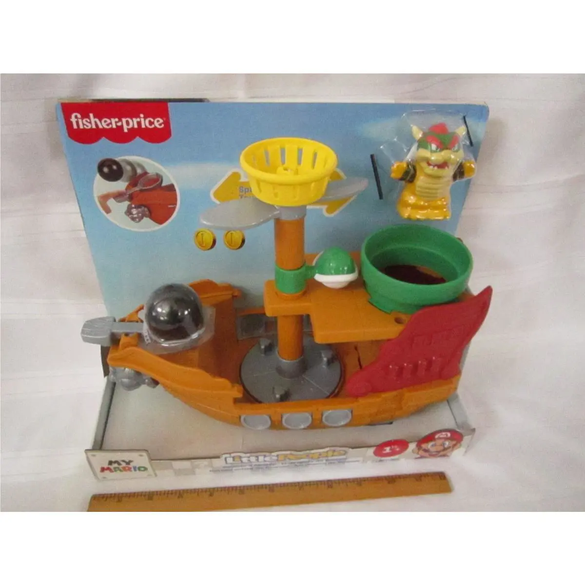 Fisher-price Little People My Mario Bower`s Airship Toy Evil Turtle Boat Enemy