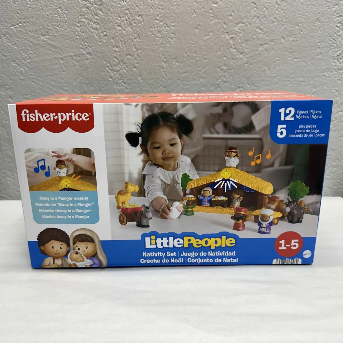 Fisher-price Little People Toy Nativity Set Music Lights Angel Mary Joseph