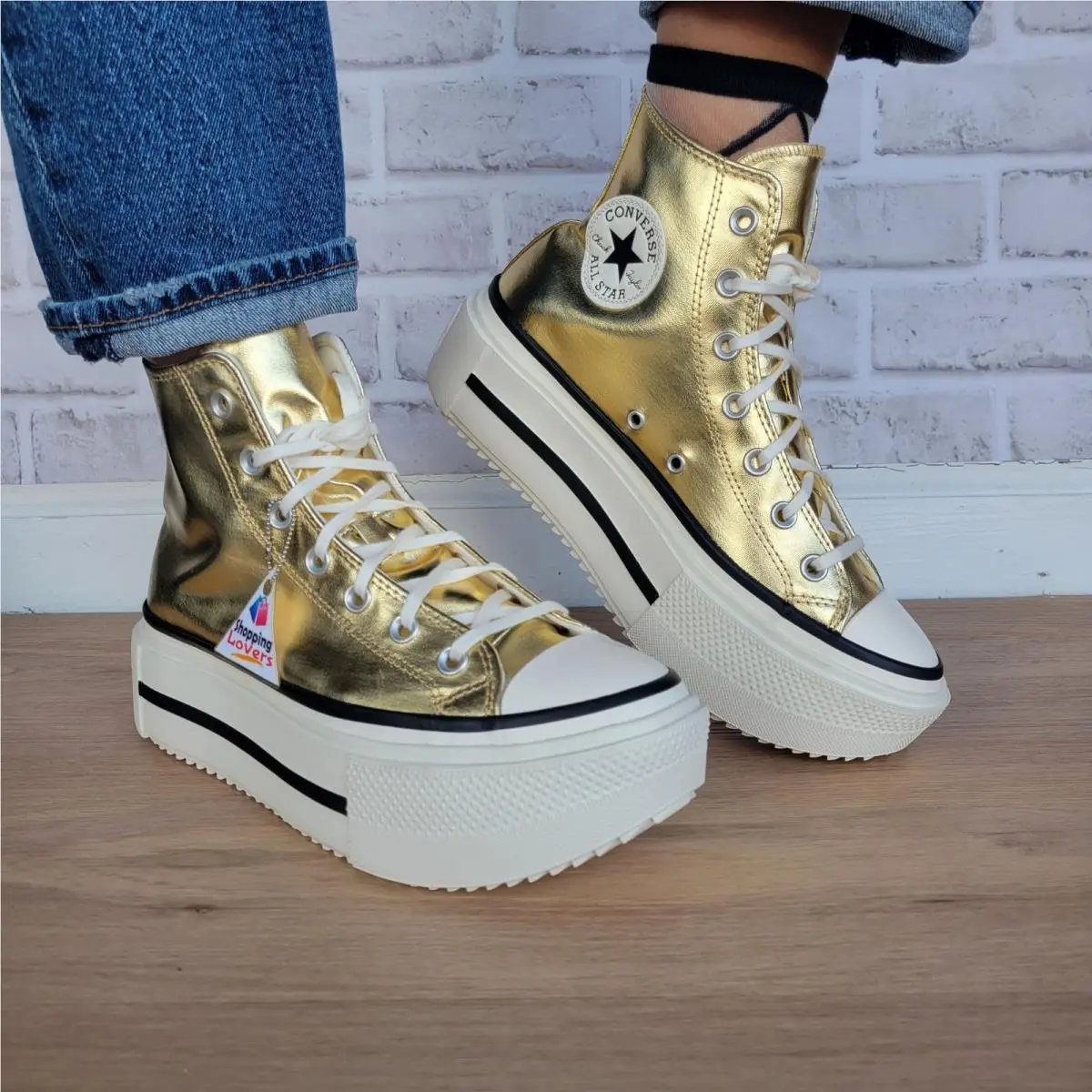 ⭐converse Chuck Taylor Lift Double Stack Gold 11.5 Womens Shoes Sneakers A15164C
