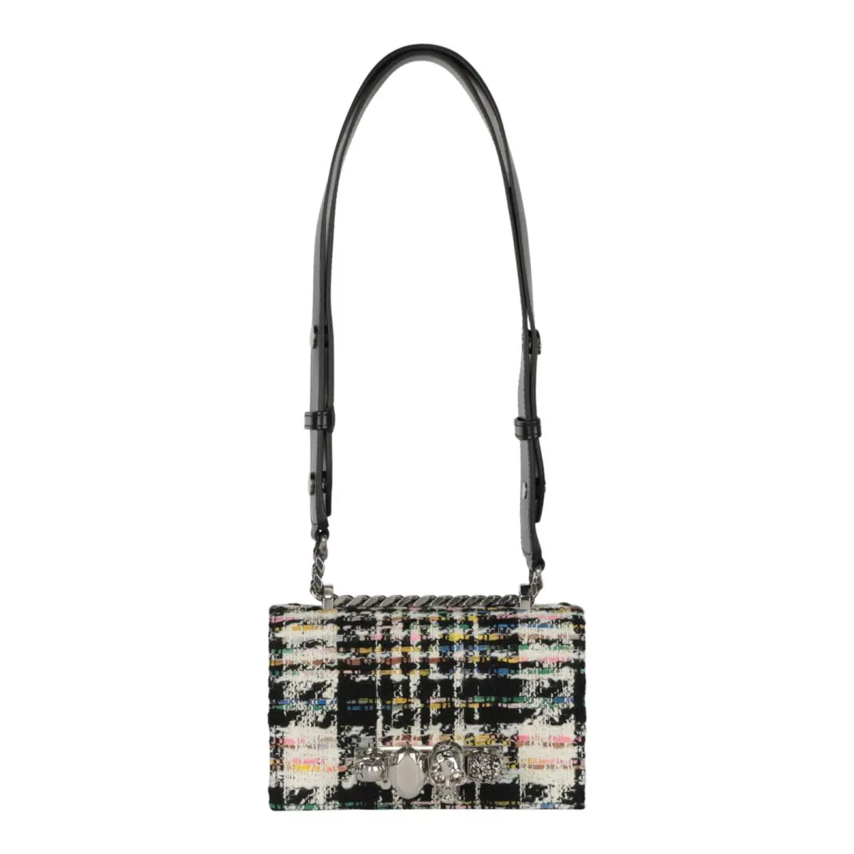 Alexander Mcqueen Womens Mini Jewelled Tweed Shoulder Bag