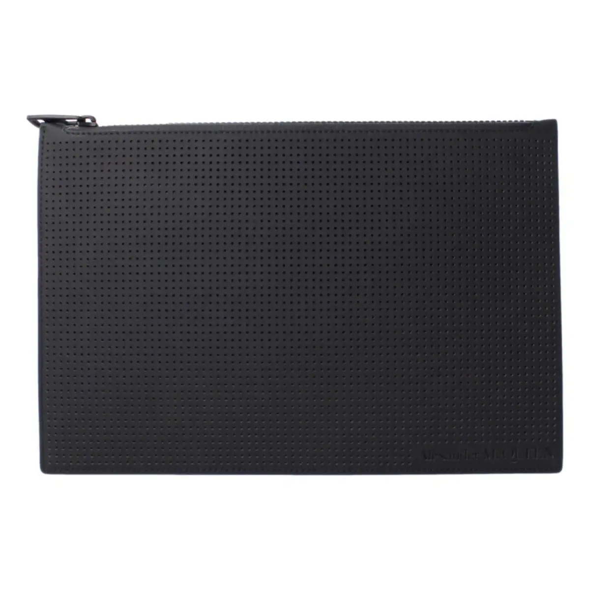 Alexander Mcqueen Black Leather Perforated Flat Pouch