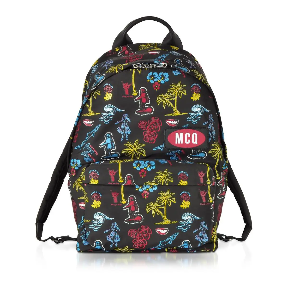 Mcq Alexander Mcqueen Varsity Badge Backpack IN Black with Print